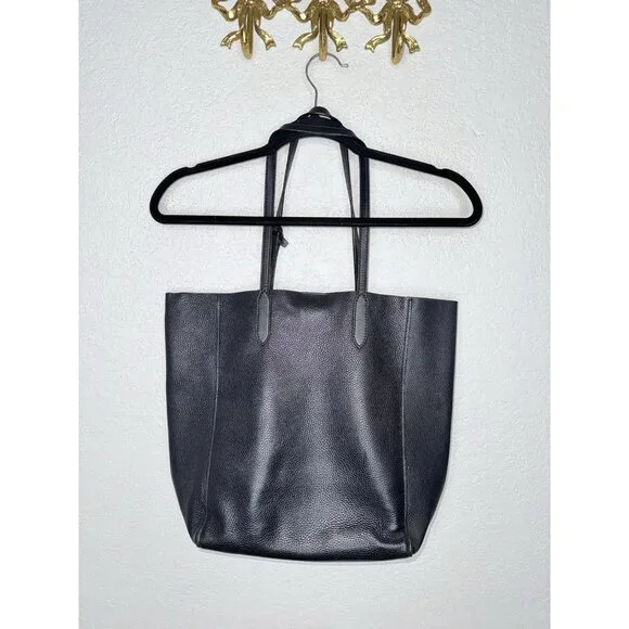 Michael Kors Soft Leather Tote Shoulder Bag Large Black/Gold MK Logo Suede - Picture 5 of 7